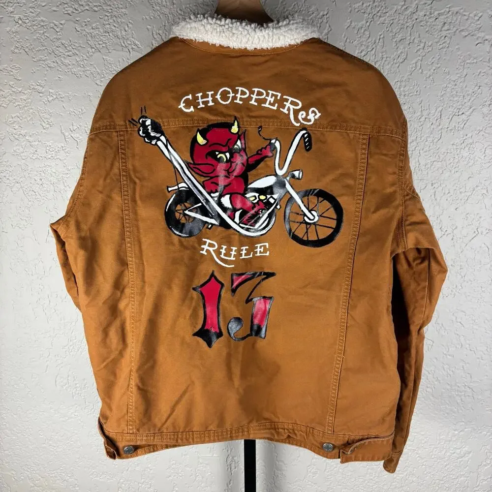 Choppers Ed Hardy Y2K Rule 13 Canvas Sherpa Lined XL Jacket